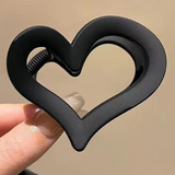 Black Simple Frosted Heart Shaped Hair Claw Clip