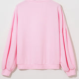 Light Pink Sweet Bow Lantern Sleeve Oversized Pullover Sweatshirt