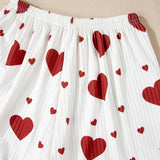 White Valentines Heart Print Spaghetti Cami and Shorts Pajama Set