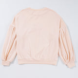 Light Pink Sweet Bow Lantern Sleeve Oversized Pullover Sweatshirt