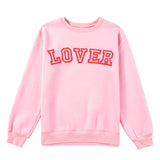 Pink LOVER Letter Graphic Drop Shoulder Pullover Sweatshirt