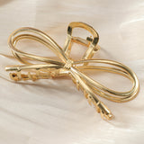 Gold Casual Bowknot Shape Metal Claw Clip