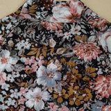 Brown Floral Print Mesh Mock Neck Slim Top