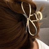 Gold Casual Bowknot Shape Metal Claw Clip