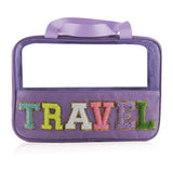 Black TRAVEL Chenille Letter Clear PVC Makeup Bag