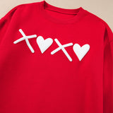 Red XOXO Heart Print Valentine Graphic Sweatshirt