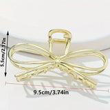 Gold Casual Bowknot Shape Metal Claw Clip