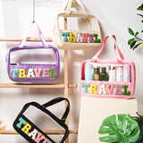 Black TRAVEL Chenille Letter Clear PVC Makeup Bag