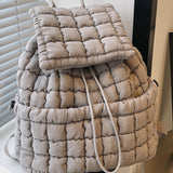 Black Solid Flapped Quilted Puffer Backpack