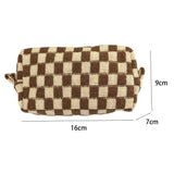 Black Checkered Knitted Zipper Makeup Bag