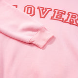 Pink LOVER Letter Graphic Drop Shoulder Pullover Sweatshirt