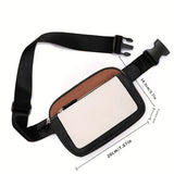 White Color Block Adjustable Belt PU Leather Crossbody Bag