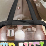 Black TRAVEL Chenille Letter Clear PVC Makeup Bag