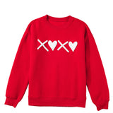 Red XOXO Heart Print Valentine Graphic Sweatshirt