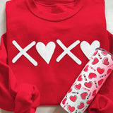 Red XOXO Heart Print Valentine Graphic Sweatshirt