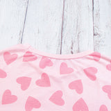 Pink Heart Print Long Sleeve Top and Shorts Loungewear Set