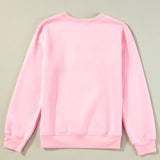 Pink LOVER Letter Graphic Drop Shoulder Pullover Sweatshirt