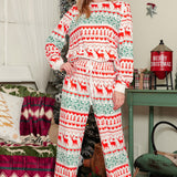 White Christmas Pullover and Drawstring Pants Pajama Set