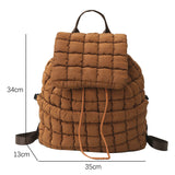 Black Solid Flapped Quilted Puffer Backpack