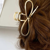 Gold Casual Bowknot Shape Metal Claw Clip