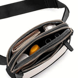 White Color Block Adjustable Belt PU Leather Crossbody Bag