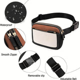 White Color Block Adjustable Belt PU Leather Crossbody Bag