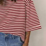 Red Striped Bowknot Backless T-Shirt