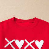 Red XOXO Heart Print Valentine Graphic Sweatshirt