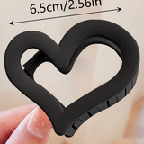 Black Simple Frosted Heart Shaped Hair Claw Clip