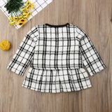 2PCS Spring Autumn Winter  Party Baby Girls Clothes Plaid Coat Tops+Tutu Dress Formal Outfits Fit For 0-6 Years