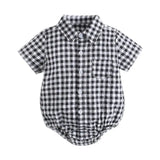 Sanlutoz Cotton Baby Boys Bodysuits Fashion Newborn Clothes for Baby Boy Short Sleeve Summer Baby Clothing Plaid