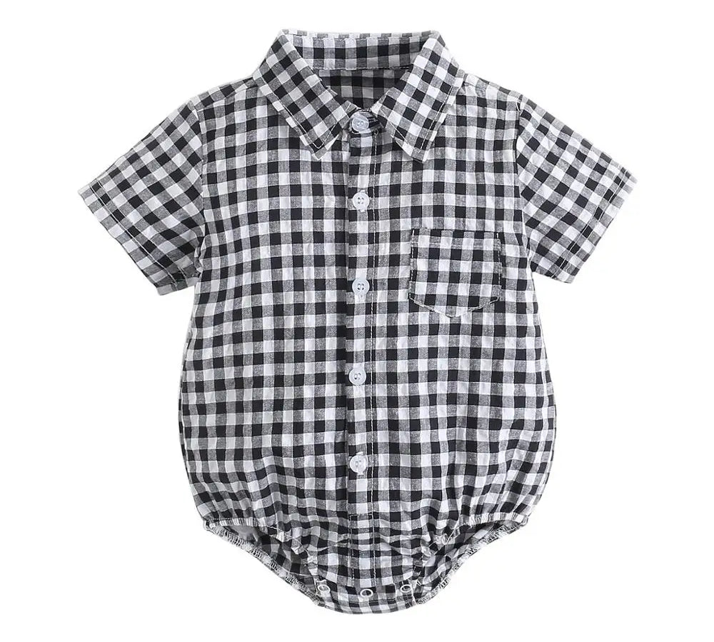 Sanlutoz Cotton Baby Boys Bodysuits Fashion Newborn Clothes for Baby Boy Short Sleeve Summer Baby Clothing Plaid