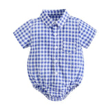 Sanlutoz Cotton Baby Boys Bodysuits Fashion Newborn Clothes for Baby Boy Short Sleeve Summer Baby Clothing Plaid