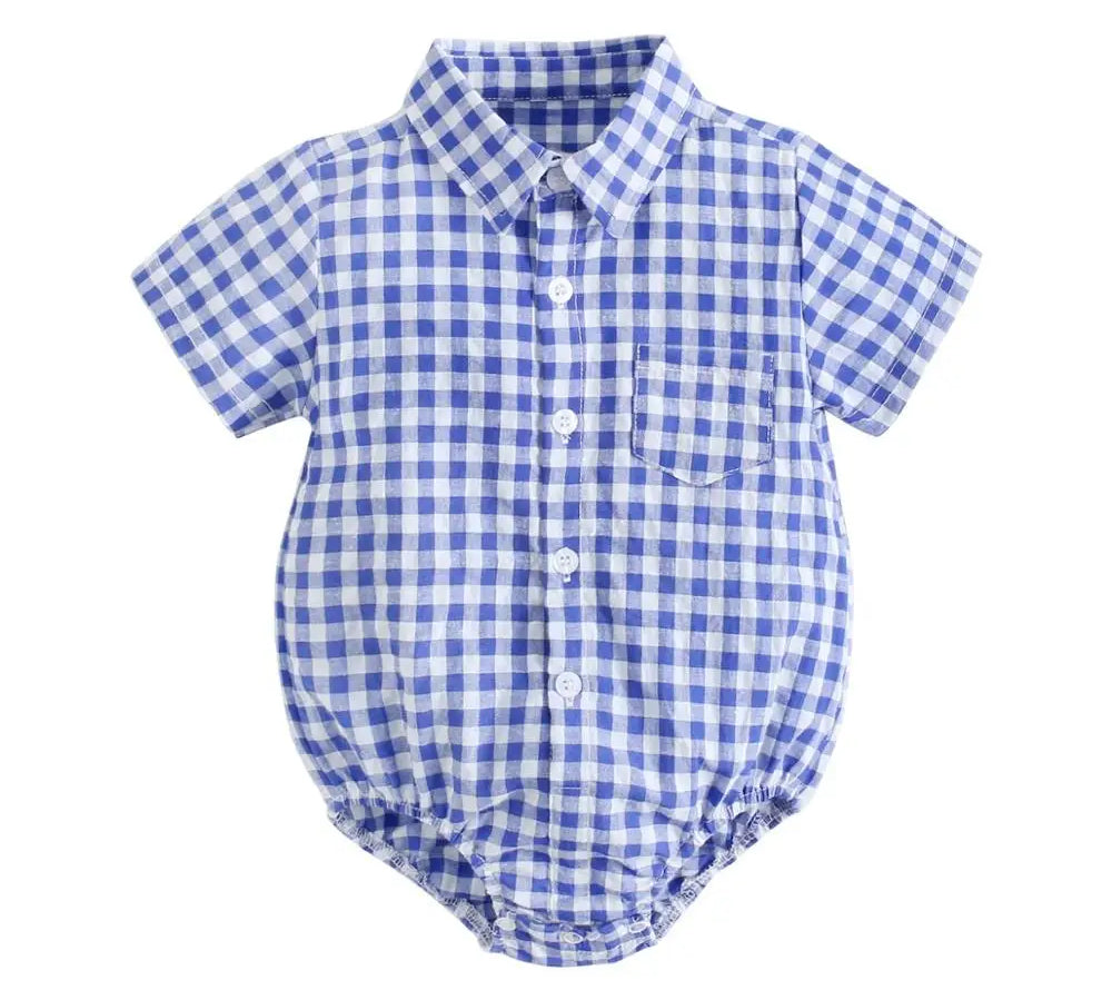 Sanlutoz Cotton Baby Boys Bodysuits Fashion Newborn Clothes for Baby Boy Short Sleeve Summer Baby Clothing Plaid