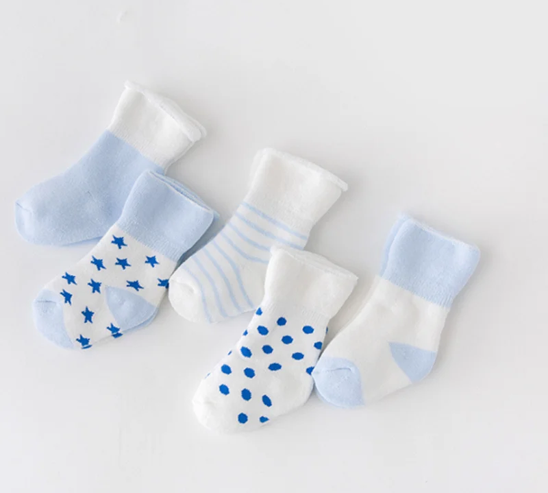 5Pair/lot New boy and girl  baby socks thick newborn autumn and winter warm foot sock