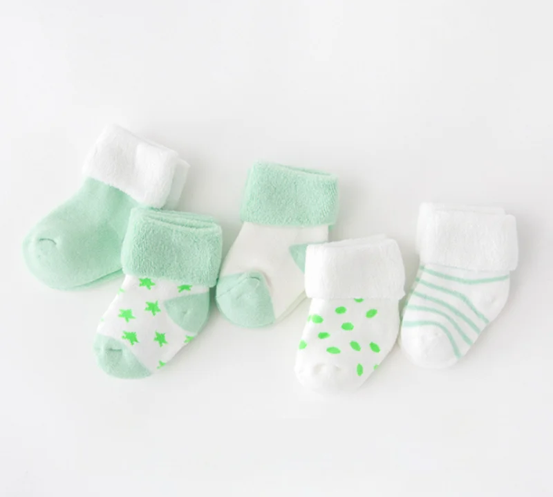 5Pair/lot New boy and girl  baby socks thick newborn autumn and winter warm foot sock