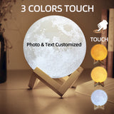 Personalized 3D Printing Moon Lamp Customized Photo Text Night Light USB Rechargeable Birthday Mother Day Lunar Christmas Gift