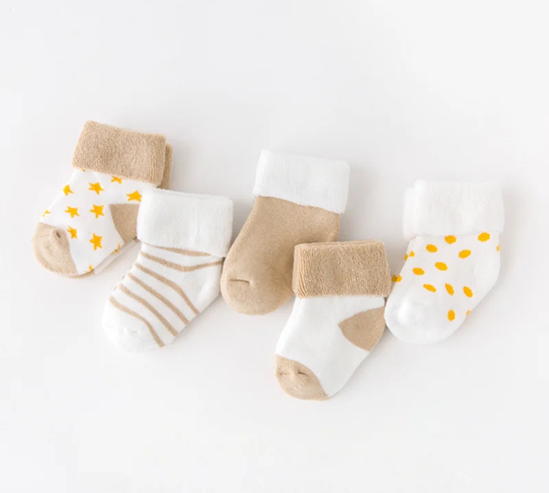 5Pair/lot New boy and girl  baby socks thick newborn autumn and winter warm foot sock