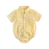 Sanlutoz Cotton Baby Boys Bodysuits Fashion Newborn Clothes for Baby Boy Short Sleeve Summer Baby Clothing Plaid