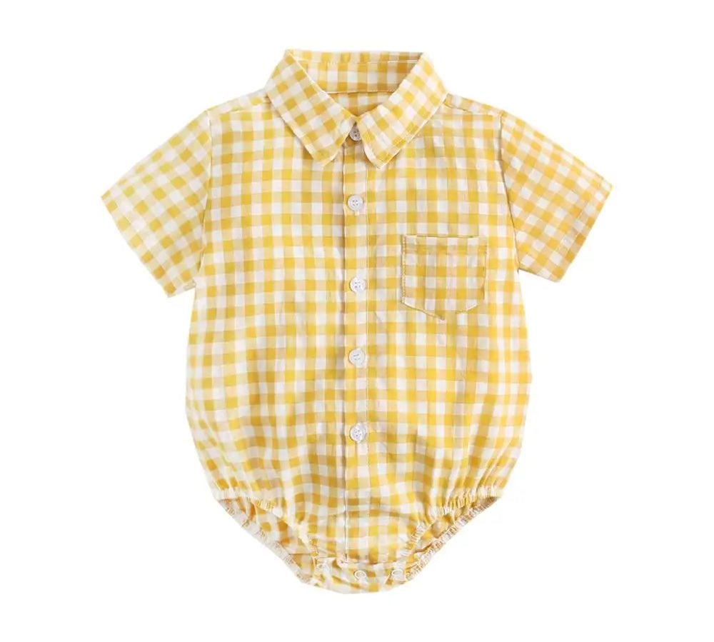 Sanlutoz Cotton Baby Boys Bodysuits Fashion Newborn Clothes for Baby Boy Short Sleeve Summer Baby Clothing Plaid