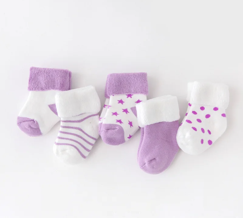 5Pair/lot New boy and girl  baby socks thick newborn autumn and winter warm foot sock