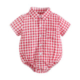 Sanlutoz Cotton Baby Boys Bodysuits Fashion Newborn Clothes for Baby Boy Short Sleeve Summer Baby Clothing Plaid