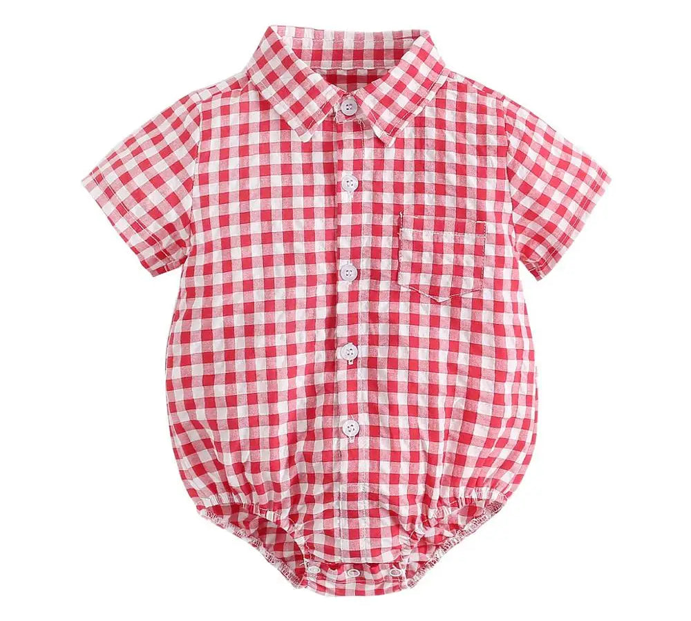 Sanlutoz Cotton Baby Boys Bodysuits Fashion Newborn Clothes for Baby Boy Short Sleeve Summer Baby Clothing Plaid