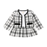 2PCS Spring Autumn Winter  Party Baby Girls Clothes Plaid Coat Tops+Tutu Dress Formal Outfits Fit For 0-6 Years