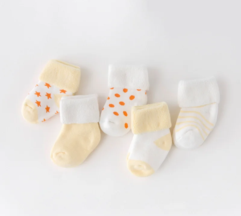 5Pair/lot New boy and girl  baby socks thick newborn autumn and winter warm foot sock