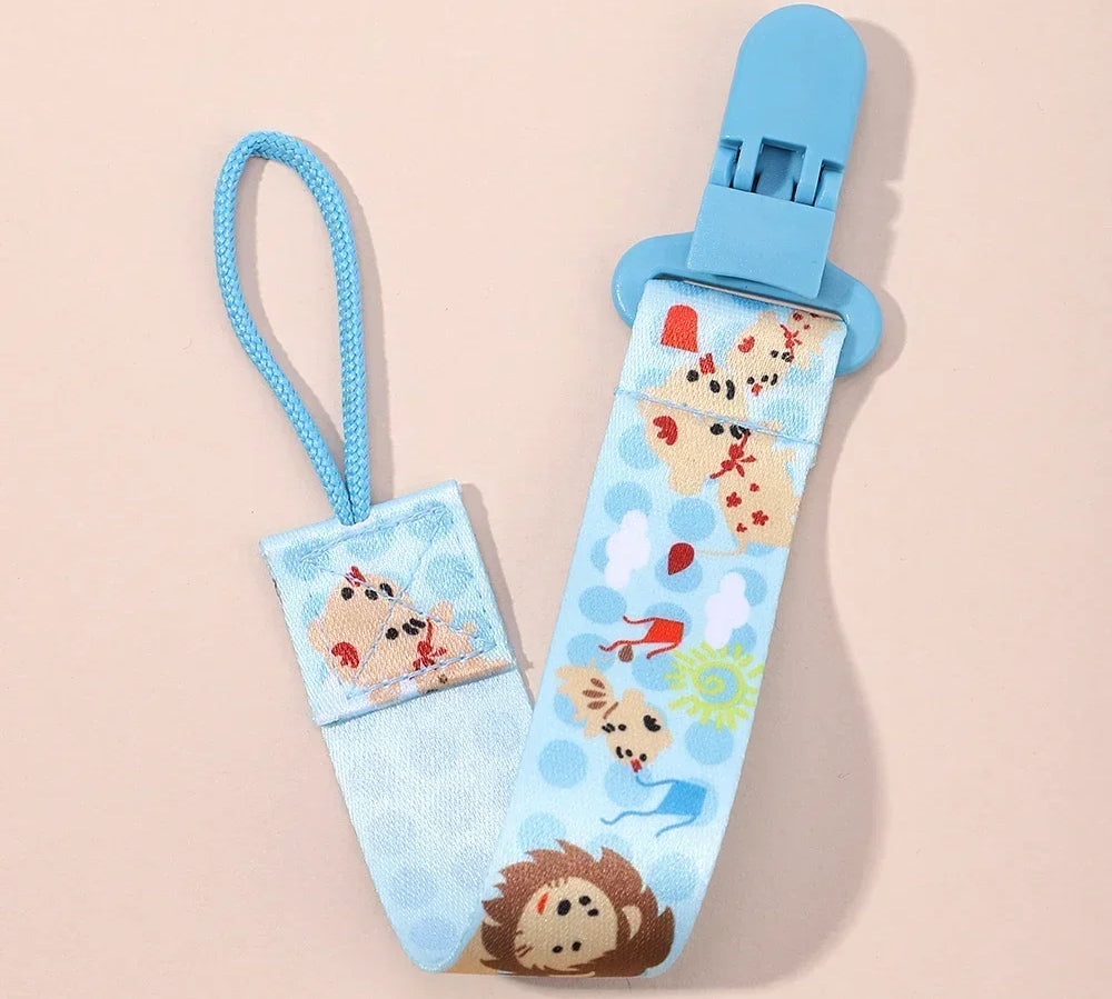 1pcs Fixed Button Baby Cartoon Pacifier Clips Chains Ribbon Soother Chains Anti-drop Buckle Strap for Pacifier Baby Feeding Gift