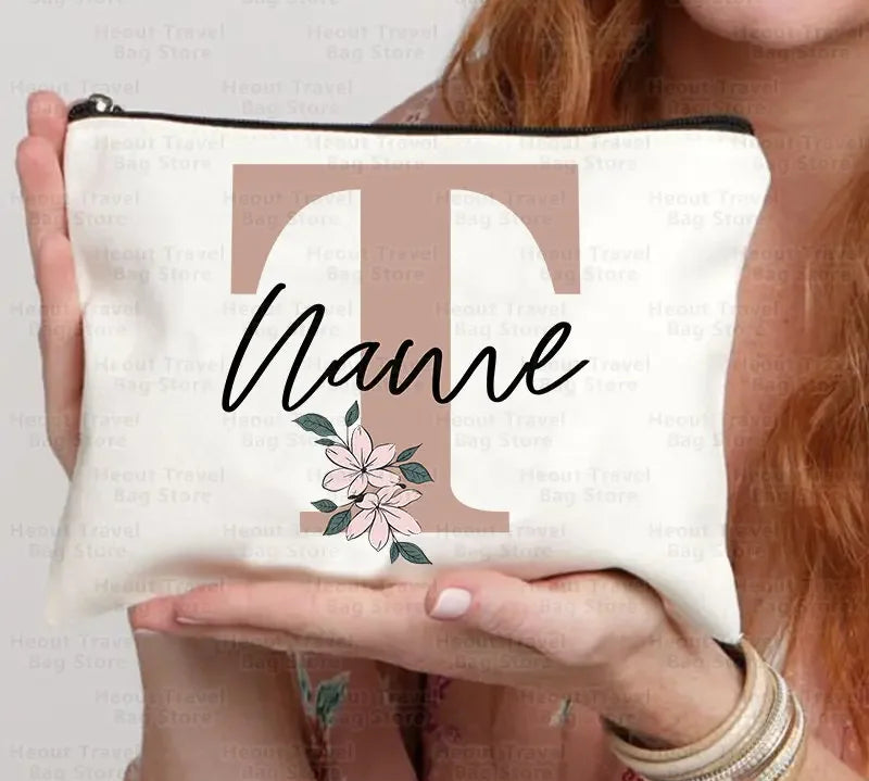 Personalized Toilet pouch Custom Name Makeup Bag Initial Children Travel Necessity School Office Pencil Case Teacher's Gift