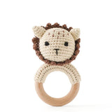 1PC Crochet Animal Bear Rattle Toy Soother Bracelet Wooden Teether Ring Baby Product Mobile Pram Crib Wooden Toys Newborn Gifts