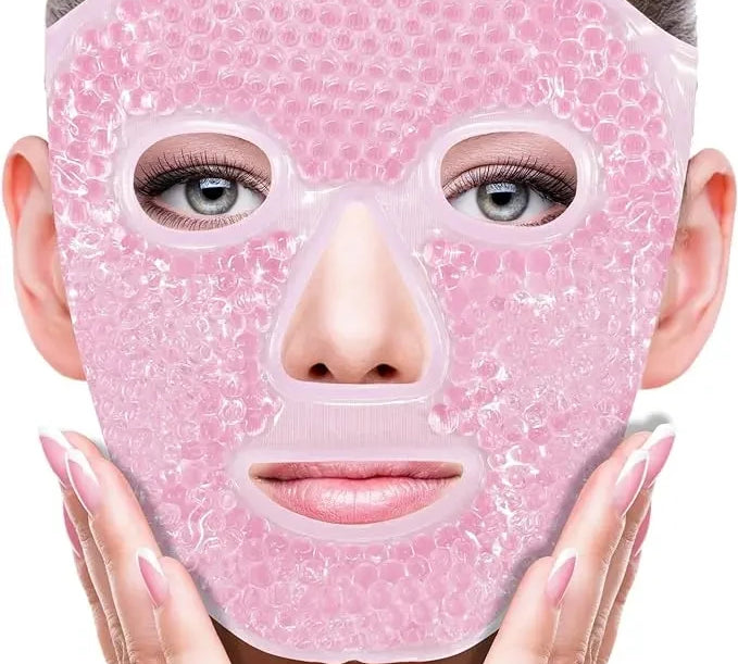 SPA Ice Cold and Hot Heat Full Face Eye Mask Sleeping Ice Pack Reduce Face Puff Dark Circles Gel Beads Compress for Woman