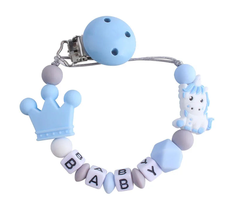 Custom Personalized Name Pacifier Chain for Baby Teether Newborn Toddler Silicone Clips Holder Baby Teething Toys Accessories